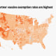 data map vaccinations united states us u.s.a. youth, toddler vaccine