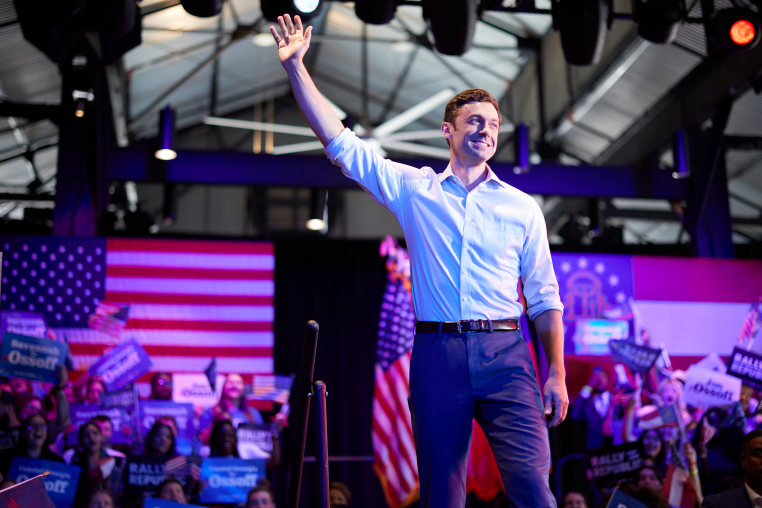 Sen. Jon Ossoff, D-Ga., at a rally  in Savannah, Ga.,, on Saturday, July 12, 2025. 