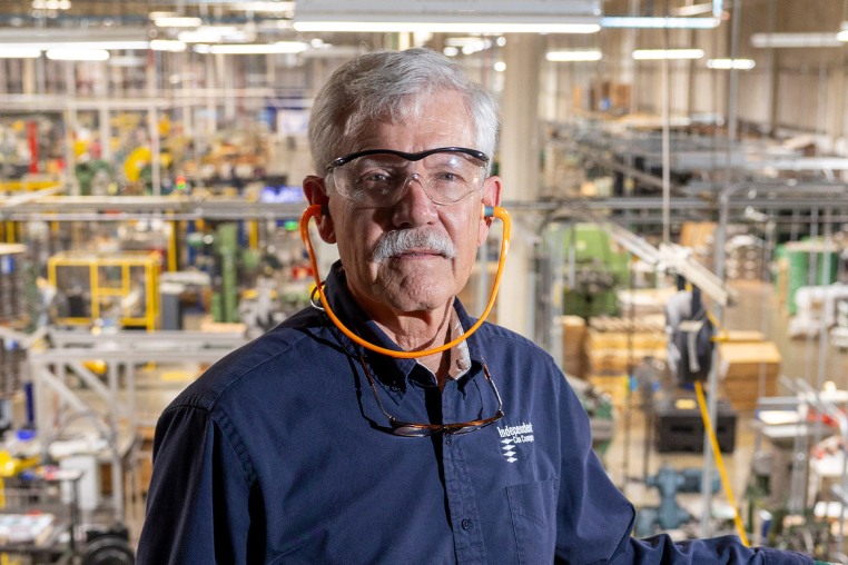 Rick Huether in factory 