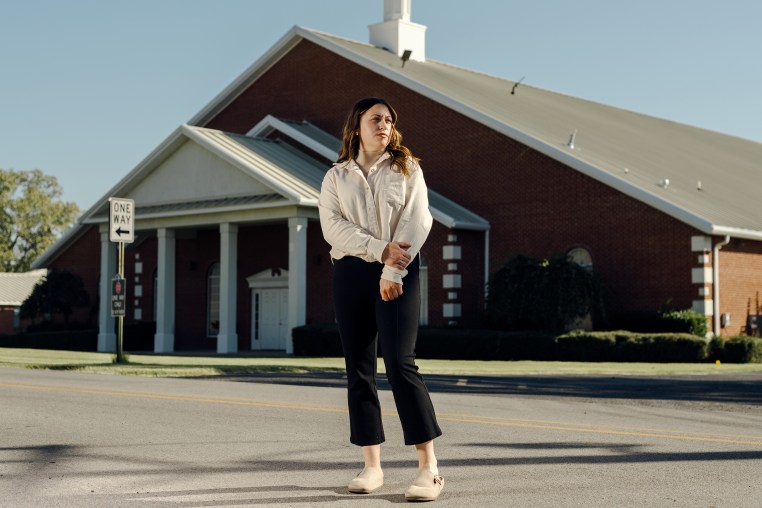 Stephanie Davis stands outside the Refuge Church of the Assemblies of God