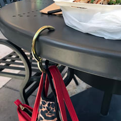 Clipa Bag Hanger - Polished Gold PVD - The Ring That Opens Into a Hook and Hangs in Just 1/2" of Space, Holds 33 lbs., 3 yr. Warranty